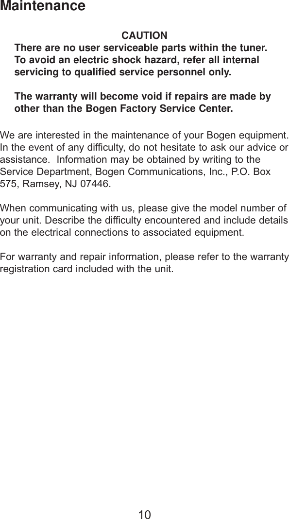 Page 10 of 11 - Bogen Bogen-Rm-350D-Users-Manual- RM350D Manual - AM/FM Digital Receiver  Bogen-rm-350d-users-manual