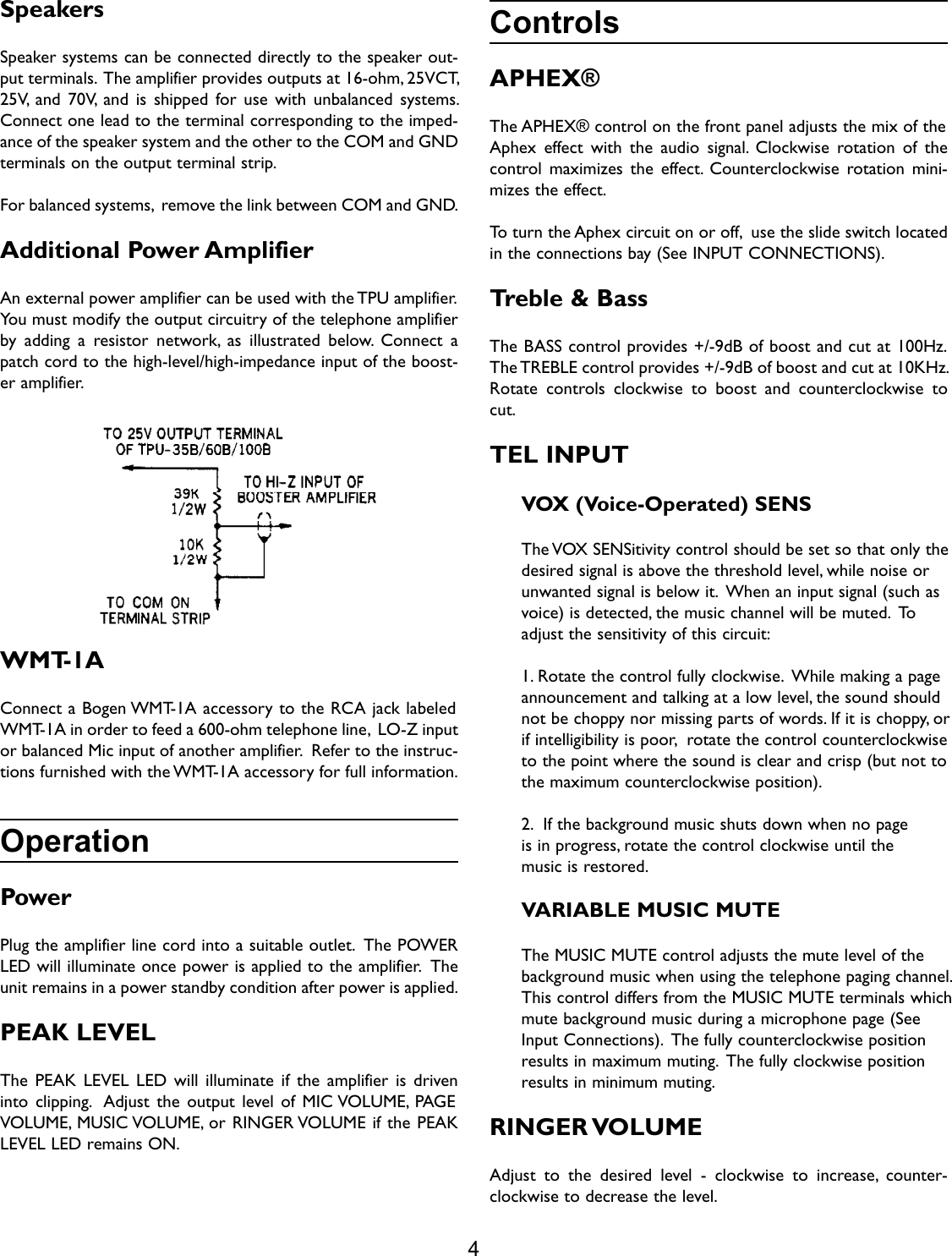 Page 5 of 8 - Bogen Bogen-Tpu-100B-Users-Manual- TPU35B TPU60B TPU100B Manual - Telephone Paging Amplifiers  Bogen-tpu-100b-users-manual
