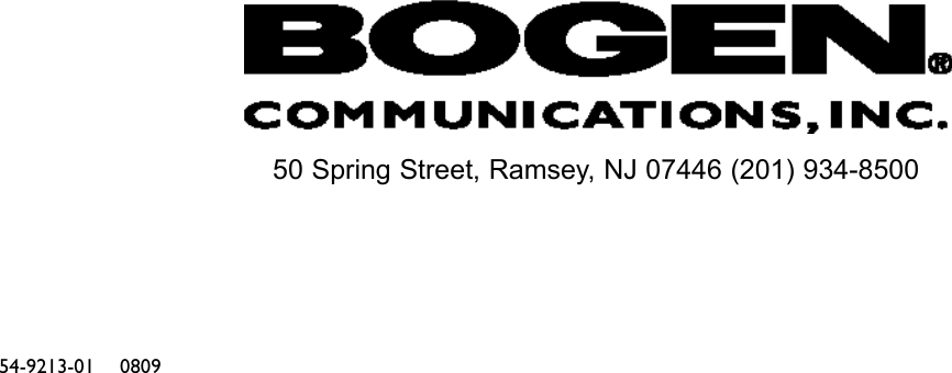 Page 8 of 8 - Bogen Bogen-Tpu-100B-Users-Manual- TPU35B TPU60B TPU100B Manual - Telephone Paging Amplifiers  Bogen-tpu-100b-users-manual
