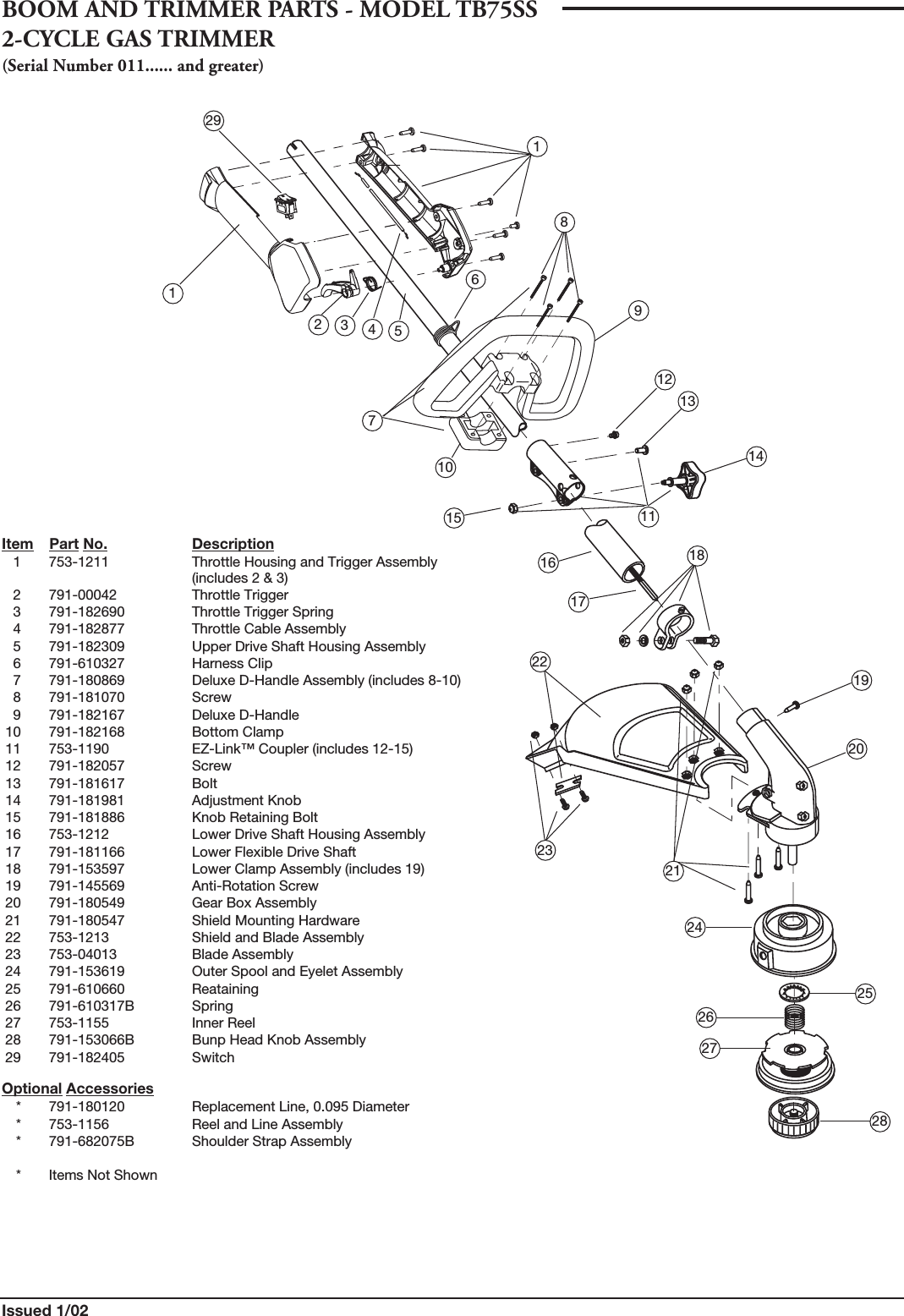 Page 2 of 2 - Bolens Bolens-Tb75Ss-Illustrated-Parts-List- TB75SS P.L. (1/02)  Bolens-tb75ss-illustrated-parts-list