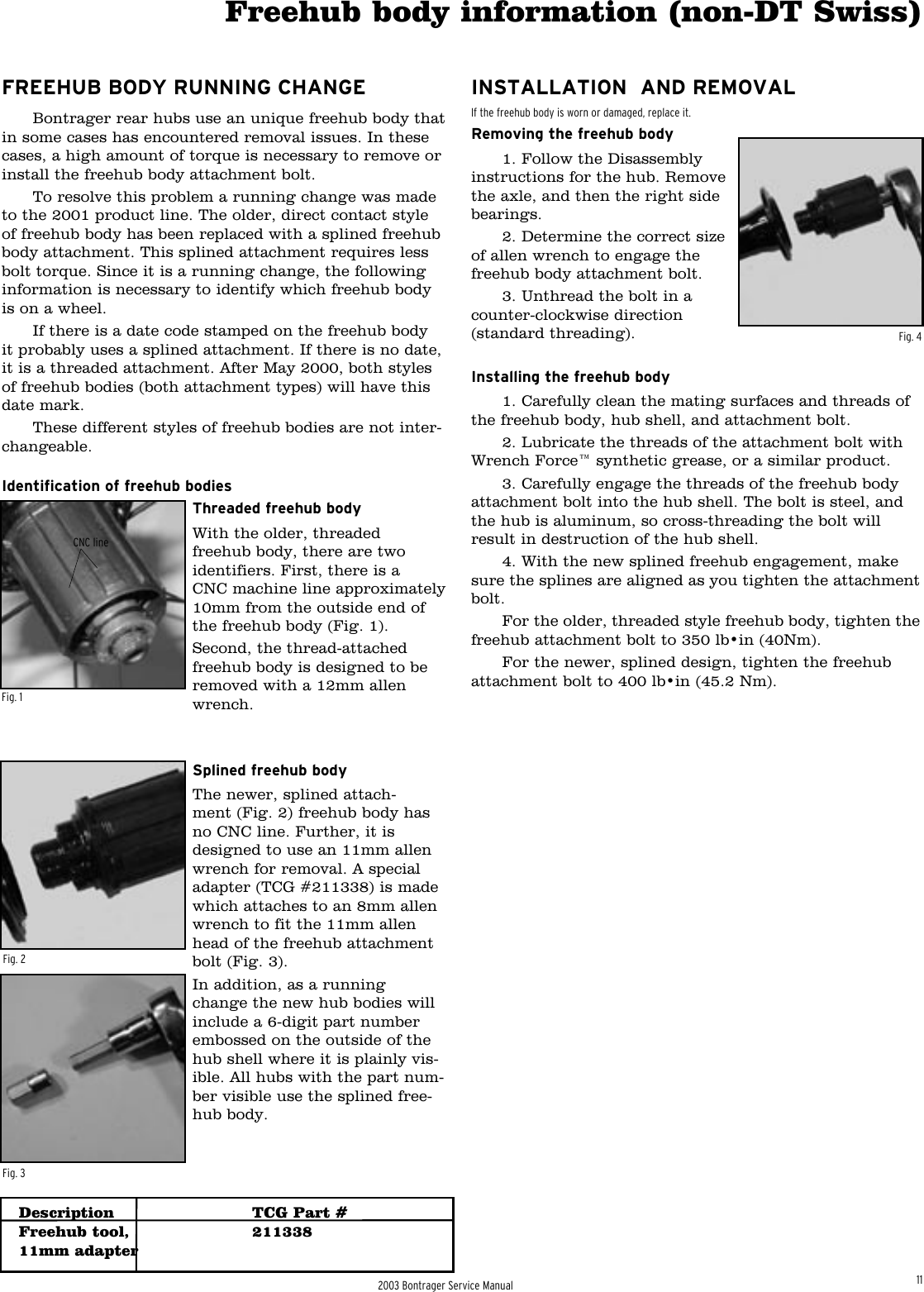 Bontrager 231793 Service Manual 03bt Hub 1102