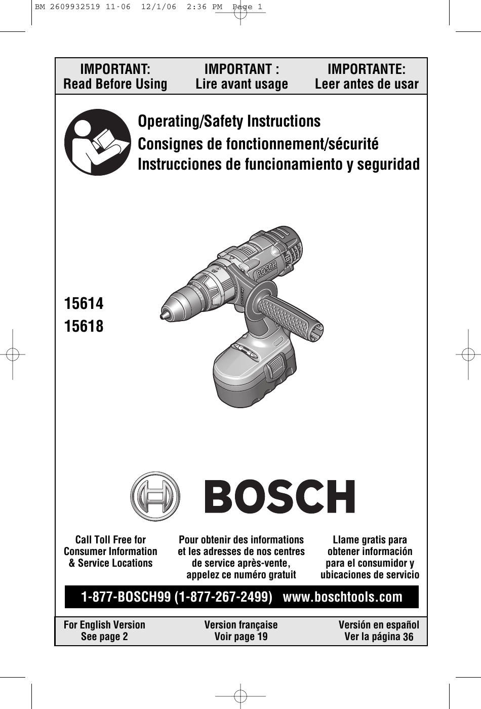 Bosch Power Tools 15614 Users Manual BM 2610925562 11 04