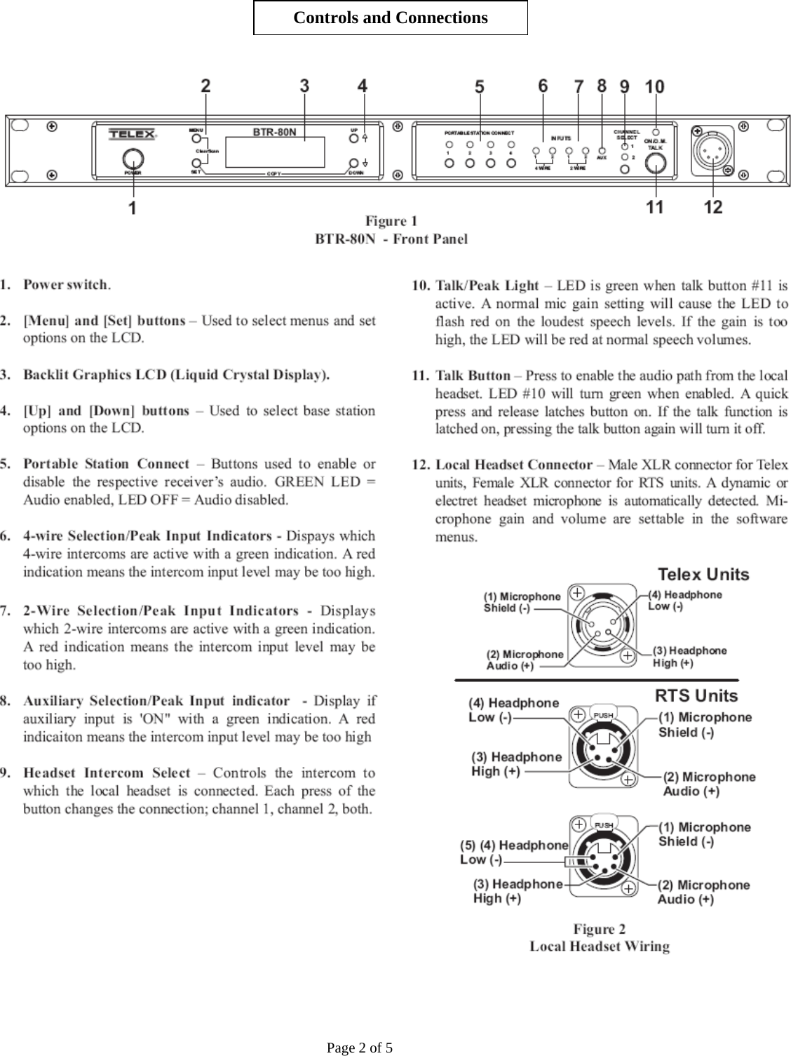 Controls and Connections        Page 2 of 5 