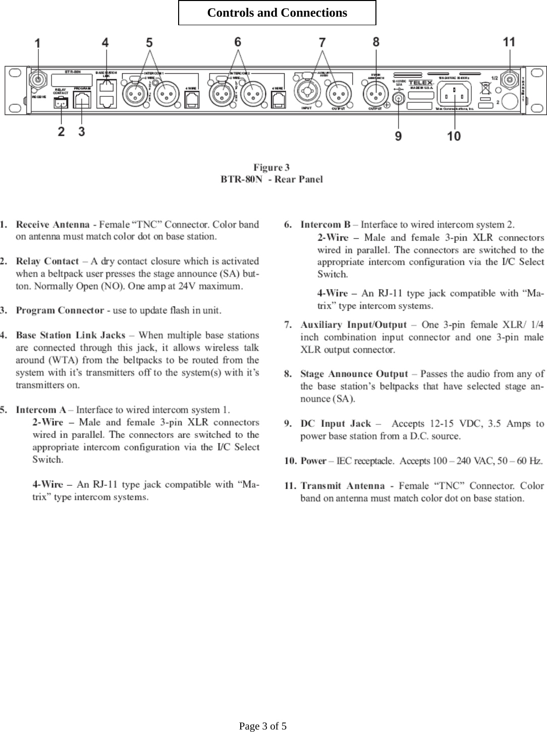  Controls and Connections             Page 3 of 5 