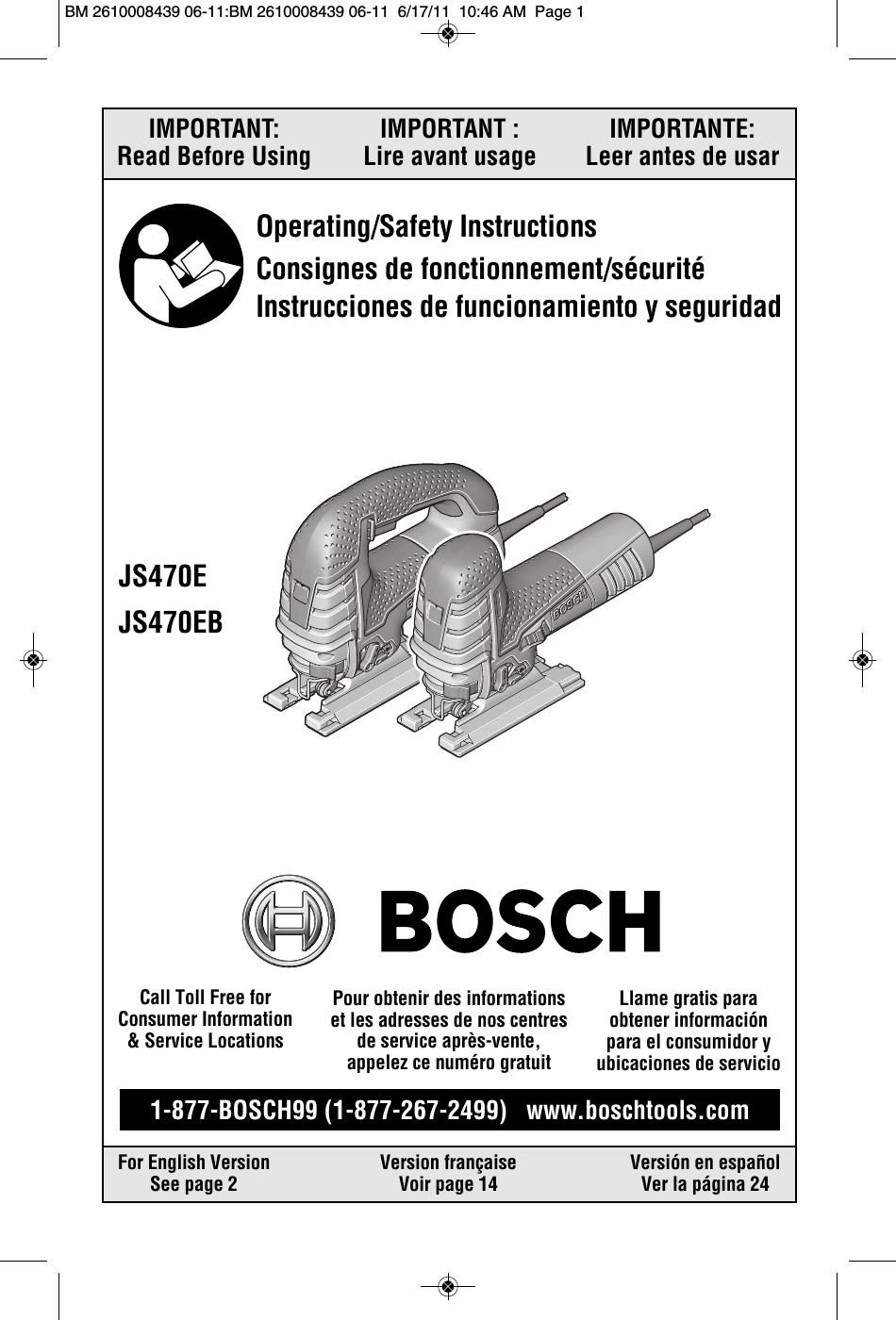 Bosch Js470e Bm 2609932283 5 04 User Manual Jig Saw Manuals And