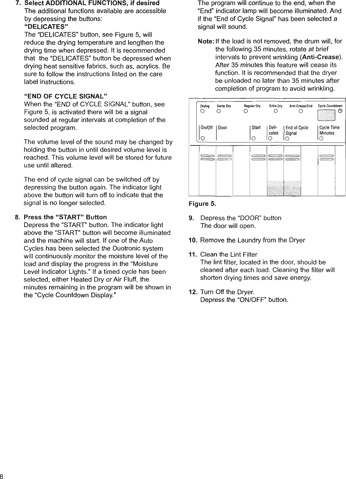 Page 8 of 12 - Boschhome Boschhome-Bosch-Appliances-Clothes-Dryer-Wta-3500-Users-Manual- Use & Care Manual For Bosch WTA 3500 And WTL 5400 Dryers  Boschhome-bosch-appliances-clothes-dryer-wta-3500-users-manual