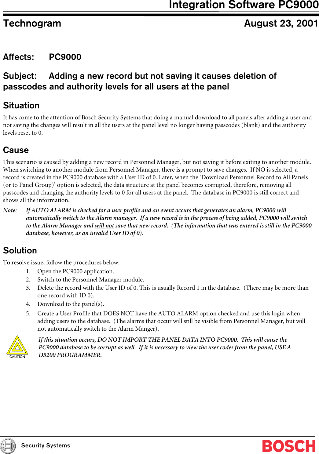 Page 1 of 2 - Boschhome Boschhome-Bosch-Appliances-Home-Security-System-Pc9000-Users-Manual 48560C PC9000 Technogram - Deletion Of Passcodes