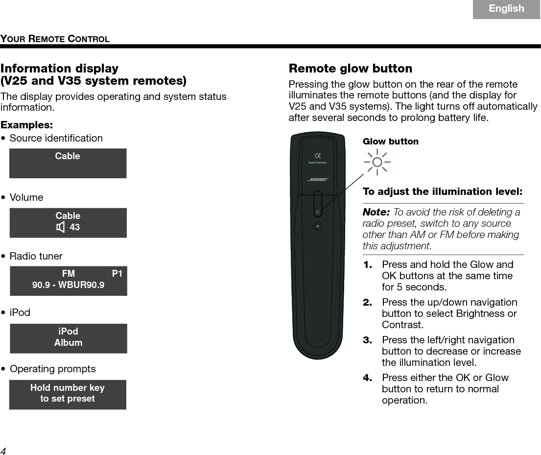 Page 10 of Bose 403155M RF Remote Control User Manual Cover 8 5x6 5 OP Guide 3L