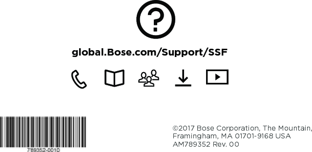 ©2017 Bose Corporation, The Mountain, Framingham, MA 01701-9168 USA AM789352 Rev. 00global.Bose.com/Support/SSF
