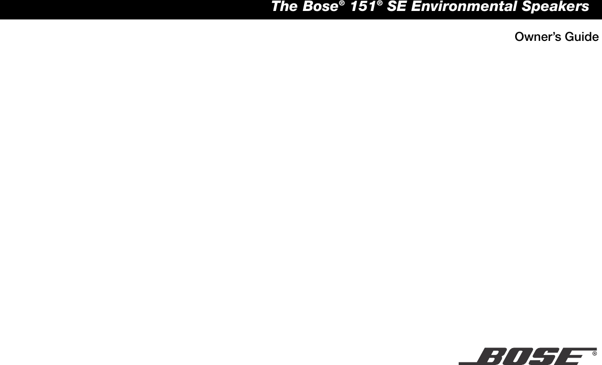Page 1 of 8 - Bose Bose-151-Se-Users-Manual- AM273809_00_Print  Bose-151-se-users-manual