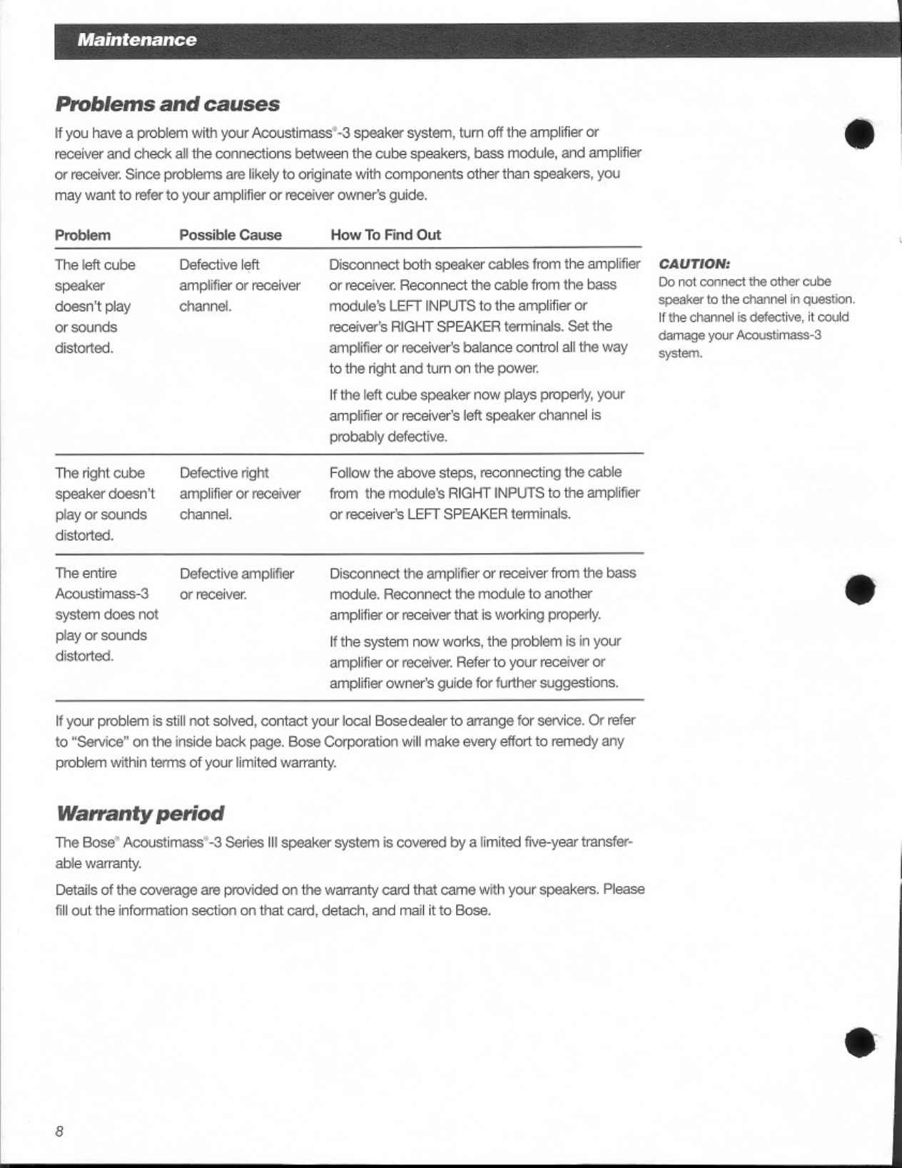 Page 8 of 11 - Bose Bose-Acoustimass-3-Series-Iii-Users-Manual-  Bose-acoustimass-3-series-iii-users-manual