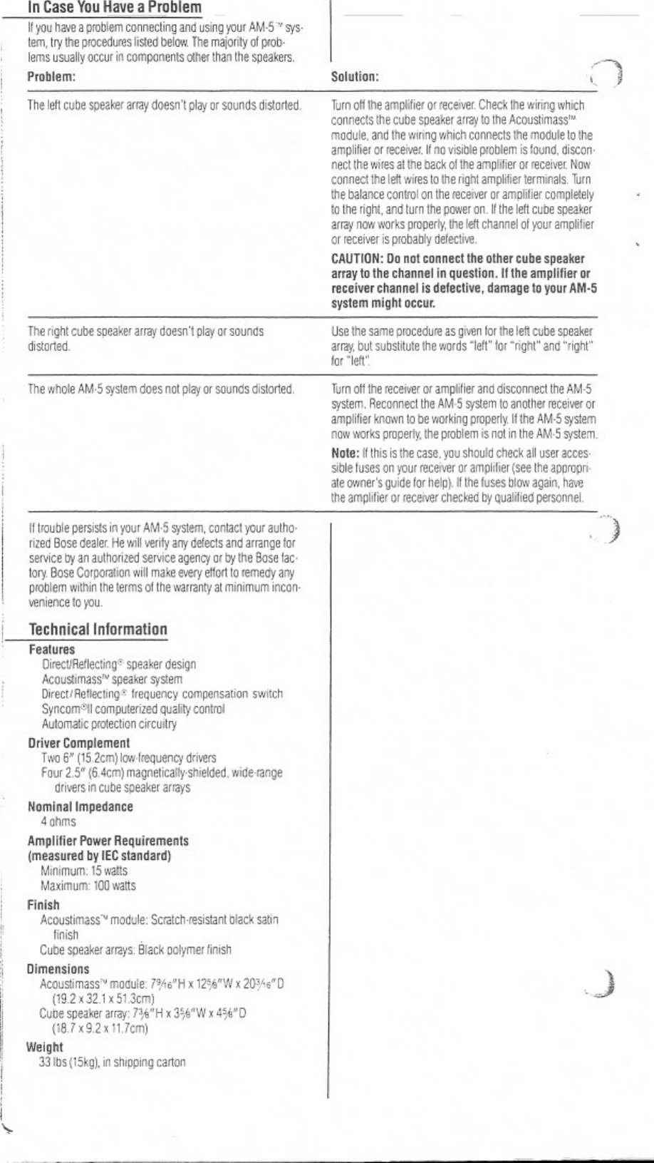 Page 6 of 8 - Bose Bose-Acoustimass-Am-5-Users-Manual-  Bose-acoustimass-am-5-users-manual