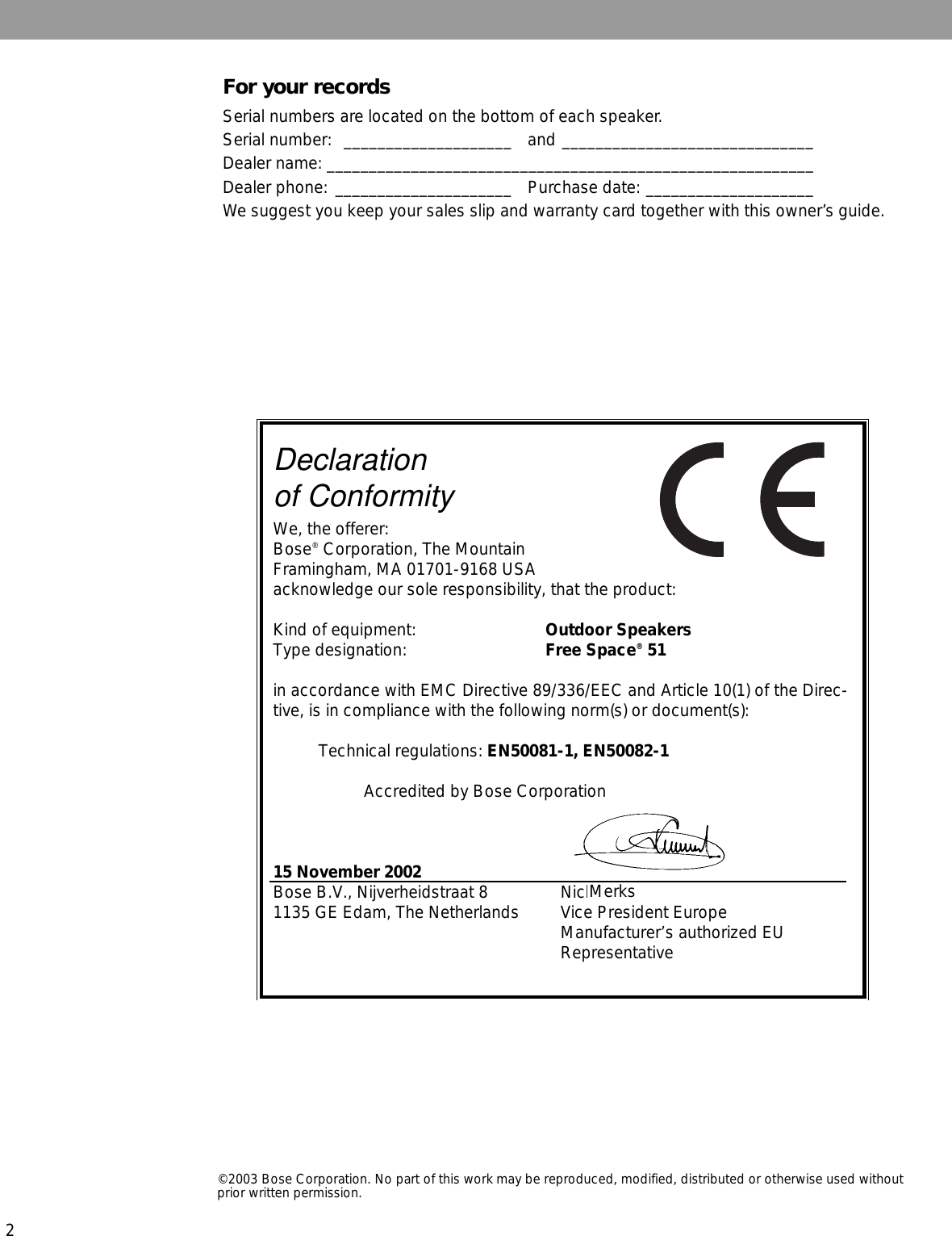 Page 2 of 10 - Bose Bose-Bose-Car-Speaker-51-Users-Manual-  Bose-bose-car-speaker-51-users-manual