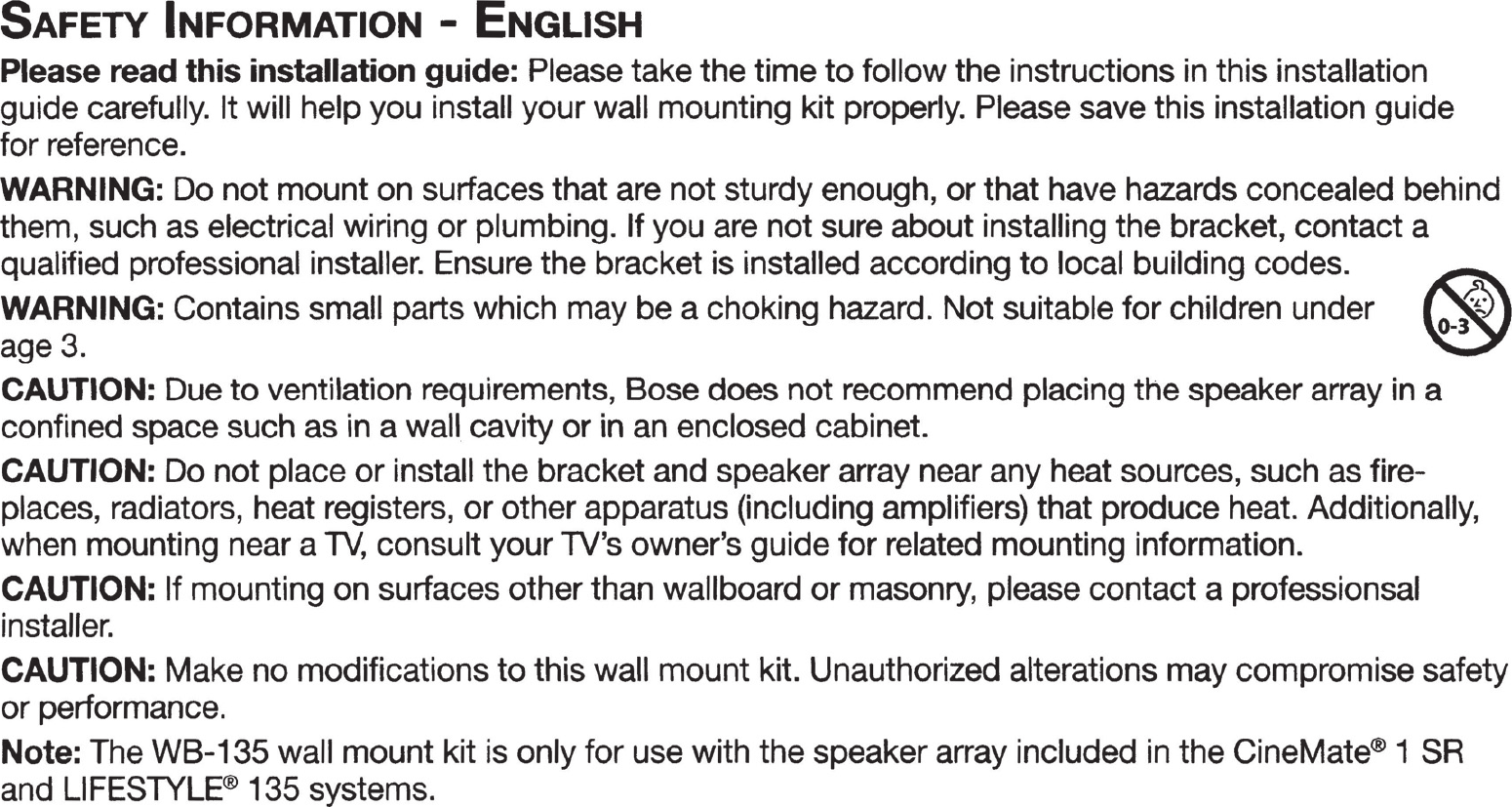 Page 2 of 4 - Bose Bose-Bose-Wb135-Wall-Mount-Kit-Wb135-Users-Manual- 018WB135  Bose-bose-wb135-wall-mount-kit-wb135-users-manual