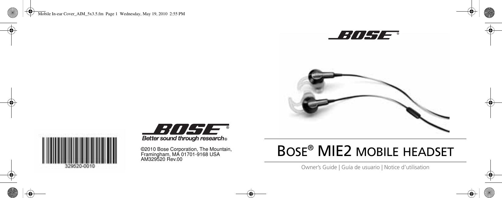 Page 1 of 10 - Bose Bose-Bose-Wireless-Office-Headset-Mie2-Users-Manual-  Bose-bose-wireless-office-headset-mie2-users-manual