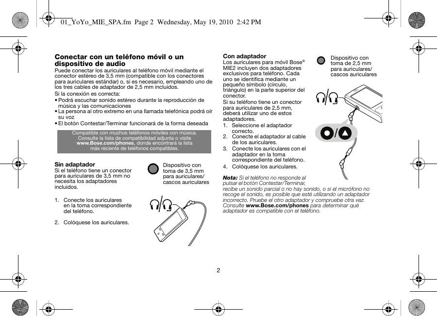 Page 3 of 10 - Bose Bose-Bose-Wireless-Office-Headset-Mie2-Users-Manual-  Bose-bose-wireless-office-headset-mie2-users-manual