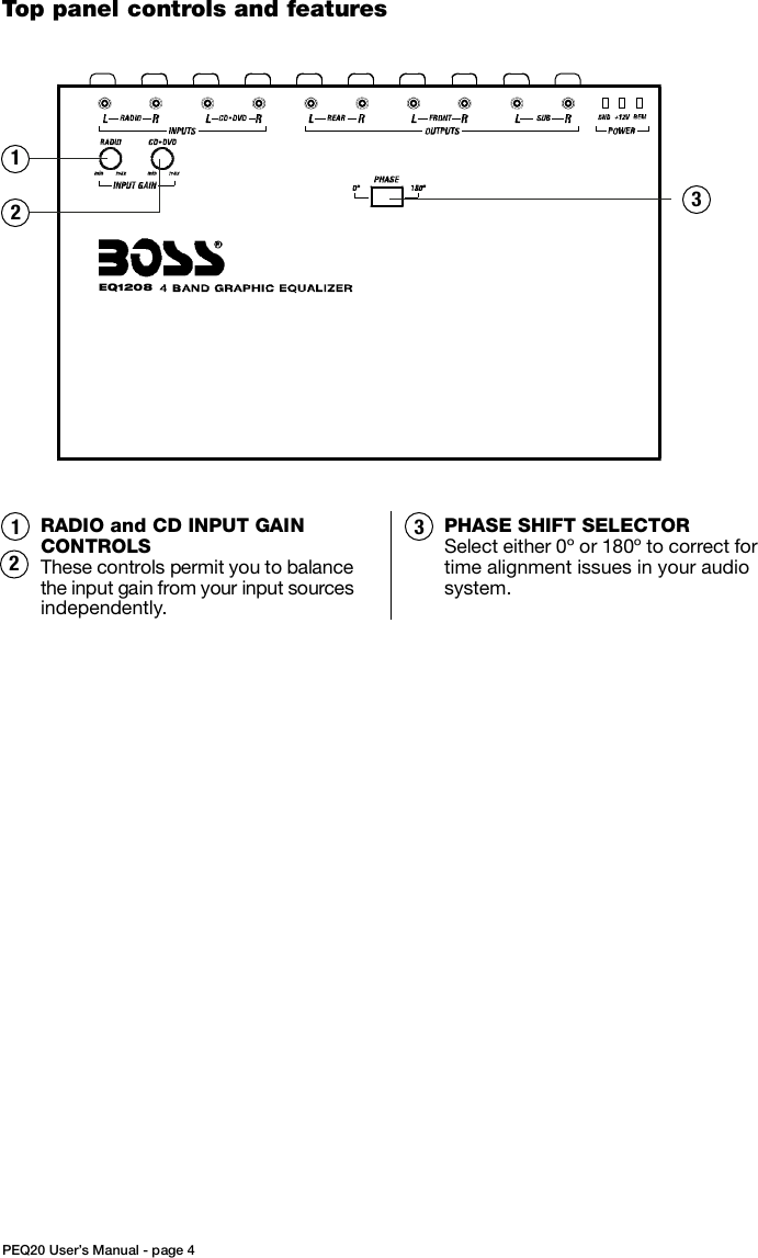 Page 4 of 8 - Boss-Audio-Systems Boss-Audio-Systems-Eq1208-Users-Manual-  Boss-audio-systems-eq1208-users-manual