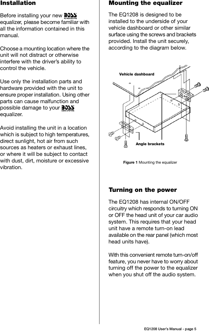 Page 5 of 8 - Boss-Audio-Systems Boss-Audio-Systems-Eq1208-Users-Manual-  Boss-audio-systems-eq1208-users-manual