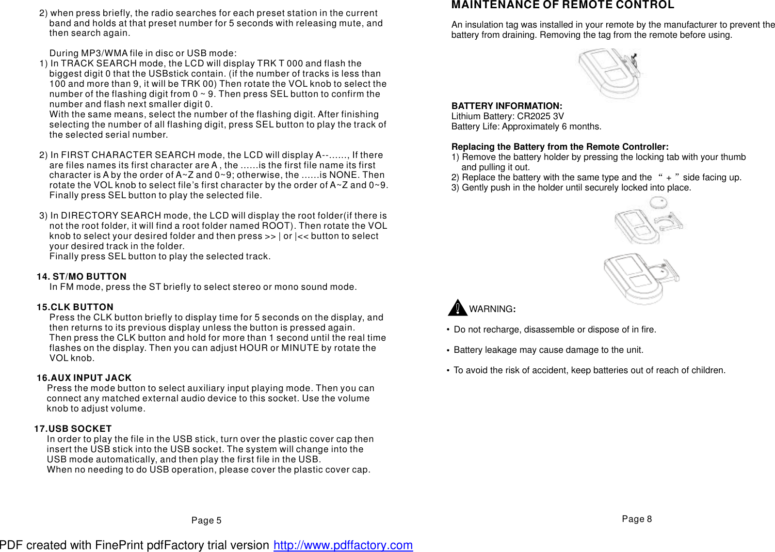 Page 6 of 7 - Boss-Audio-Systems Boss-Audio-Systems-Mr637U-Users-Manual- BOSS ADUIO 637UA(CU0827CDHRF+...  Boss-audio-systems-mr637u-users-manual