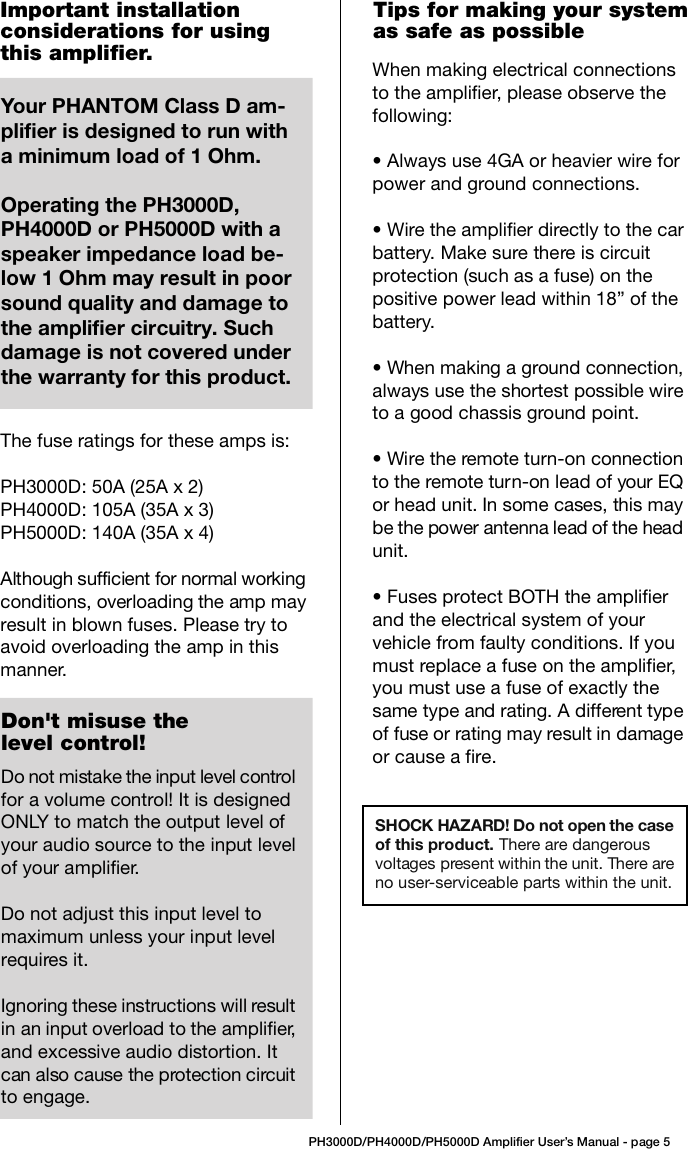 Page 5 of 11 - Boss-Audio-Systems Boss-Audio-Systems-Phantom-Ph3000D-Users-Manual- PHANTOM Class D Amp MANUAL 2  Boss-audio-systems-phantom-ph3000d-users-manual