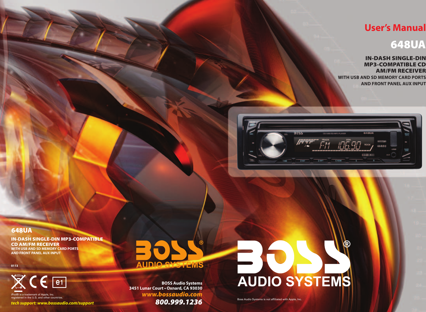 Page 1 of 5 - Boss-Audio-Systems Boss-Audio-Systems-Stereo-System-648Ua-Users-Manual- Boss 648BI Car Radio OWNER'S MANUAL Operating Instructions User  Boss-audio-systems-stereo-system-648ua-users-manual