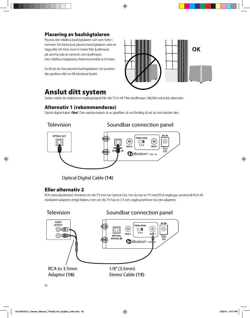 Boston Acoustics TVEE26A Wireless Speaker System User Manual 12