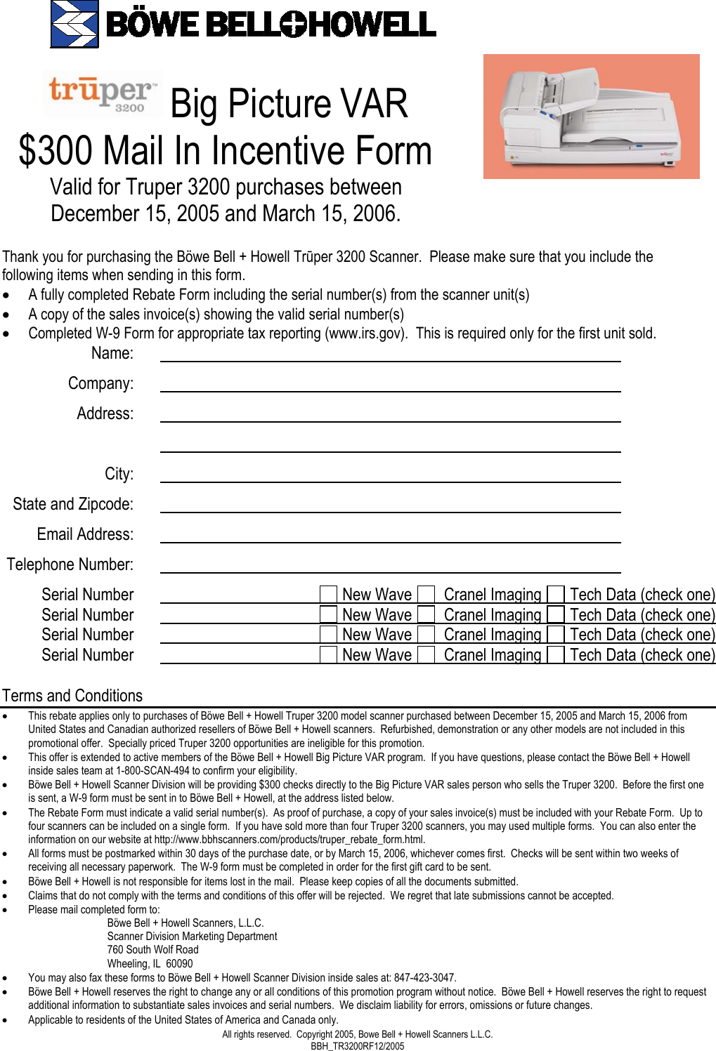 Page 1 of 1 - Bowe-Bell-Plus-Howell Bowe-Bell-Plus-Howell-3200-Users-Manual Truper VAR Rebate Form
