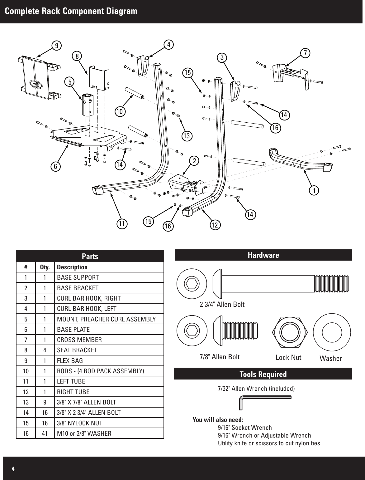 Page 4 of 12 - Bowflex Bowflex-Bowflex-Revolution-Accessory-Rack-Owner-S-Manual BFX_Revo_FLEX Rack_ RevB_AM_0706_