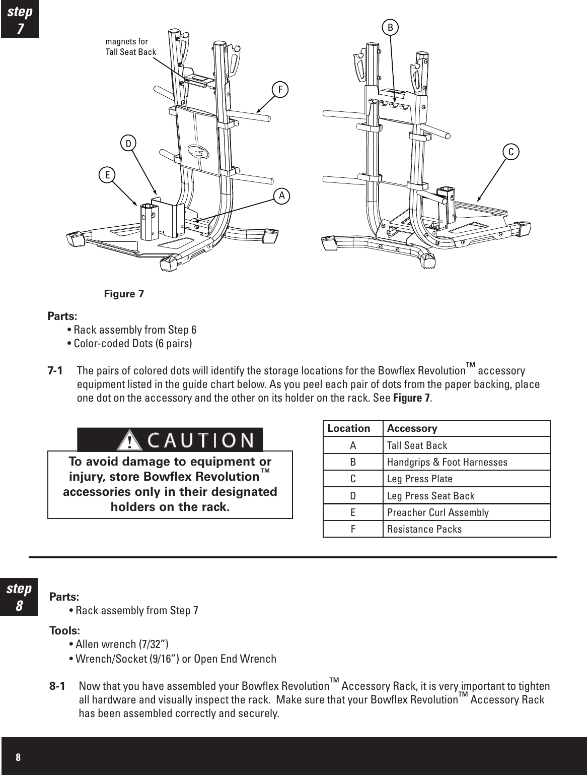 Page 8 of 12 - Bowflex Bowflex-Bowflex-Revolution-Accessory-Rack-Owner-S-Manual BFX_Revo_FLEX Rack_ RevB_AM_0706_