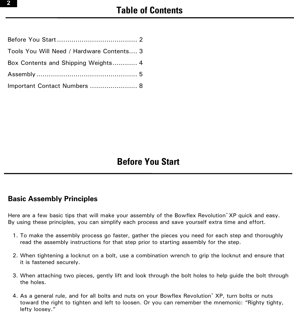 Page 2 of 9 - Bowflex Bowflex-Bowflex-Revolution-Xp-Lat-Tower-Owner-S-Manual