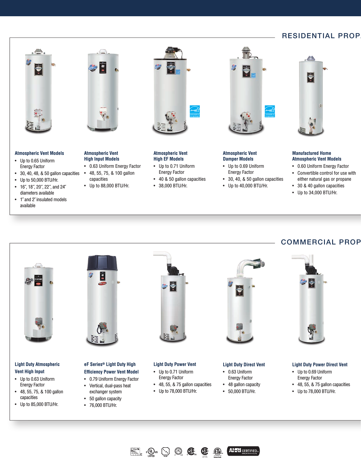 Page 3 of 6 - Bradfordwhite Brochure Propane Selection Guide Ppsg User Manual