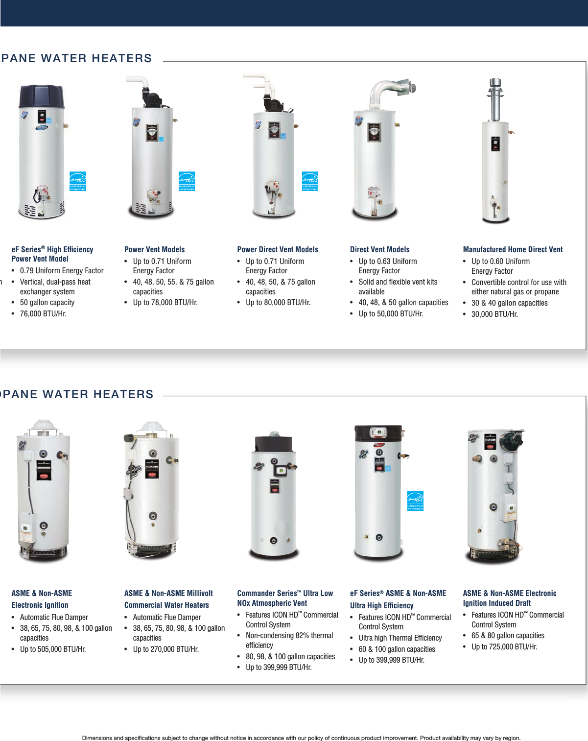 Page 4 of 6 - Bradfordwhite Brochure Propane Selection Guide Ppsg User Manual