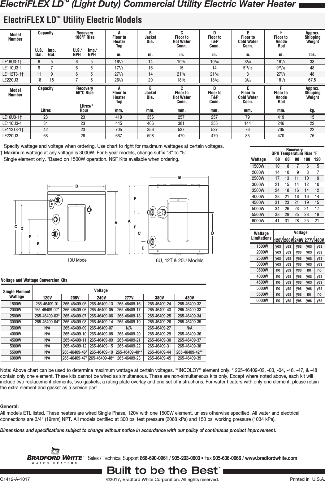 Bradfordwhite Canada Commercial Electric Utility Electriflex Ld Naeca ...