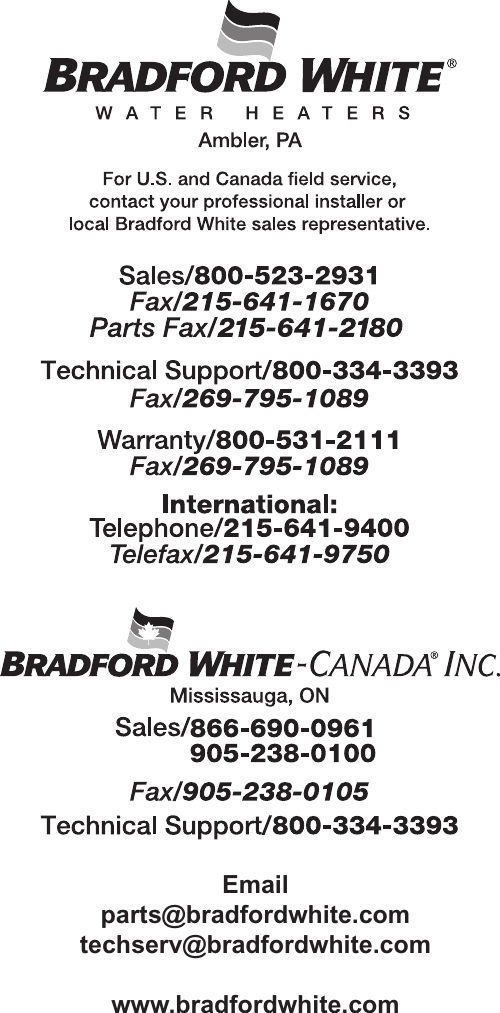 Page 8 of 8 - Bradfordwhite Canada Commercial Gas Natural Light Duty Direct Vent High Input Dh Defender Prior Icon Archived Partslist 47044B Parts_list User Manual