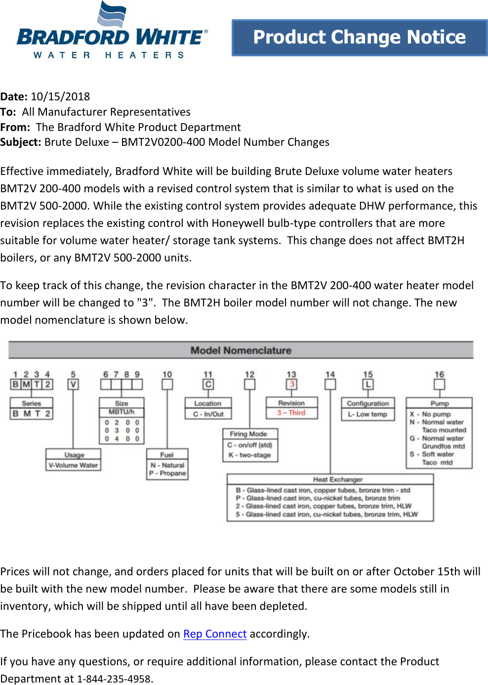 Page 1 of 1 - Product Bulletin Change Notice Brute Deluxe 200 400  Number Changes