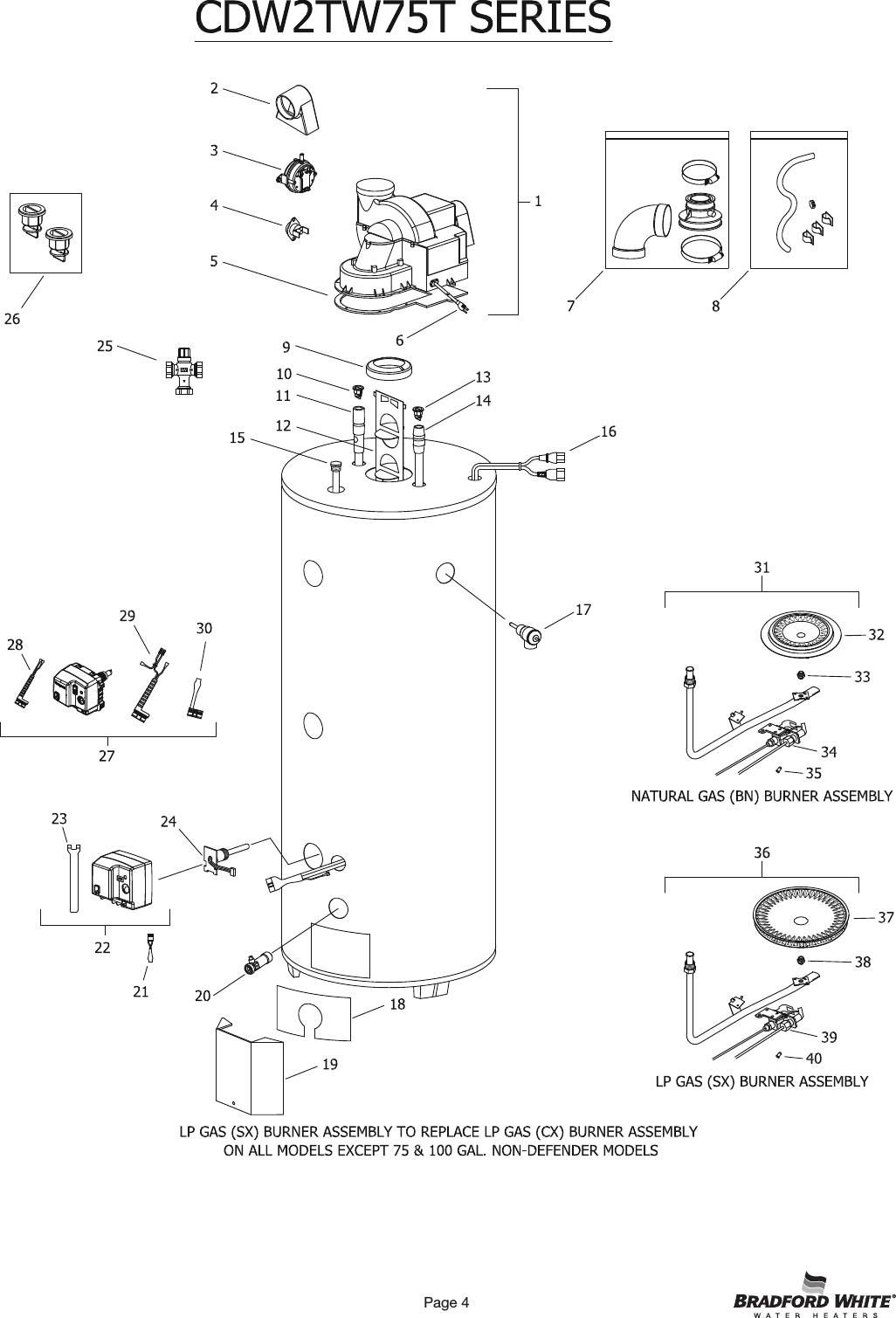 Page 4 of 6 - Bradfordwhite Residential Combination Combi2 Ttw Power Vent Defender Non C Dw2 Tw Partslist 46805 31864_46805e_parts_web_ User Manual