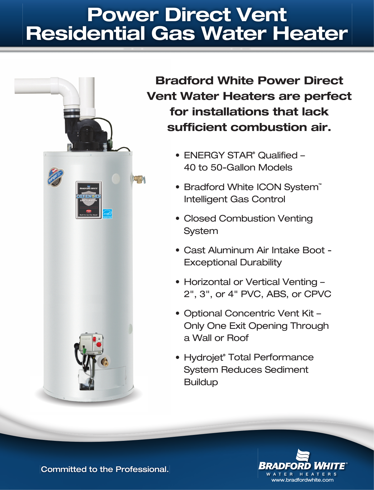 Page 1 of 2 - Bradfordwhite Sellsheet Power Direct Vent Pdv-Ss Sellsheet_power_direct_vent_pdv-ss User Manual