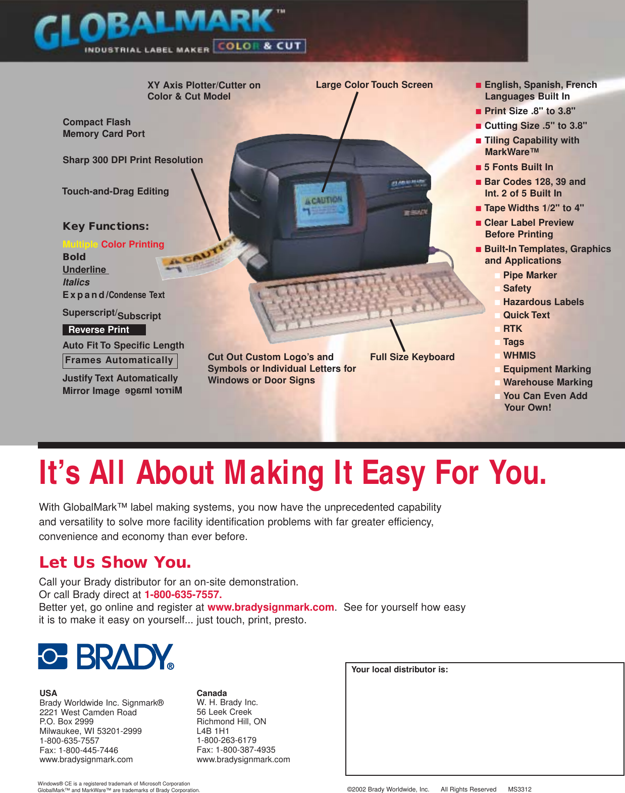 Page 8 of 8 - Brady Brady-Touch-Print-Users-Manual- Frt-Back/Inside Spread  Brady-touch-print-users-manual