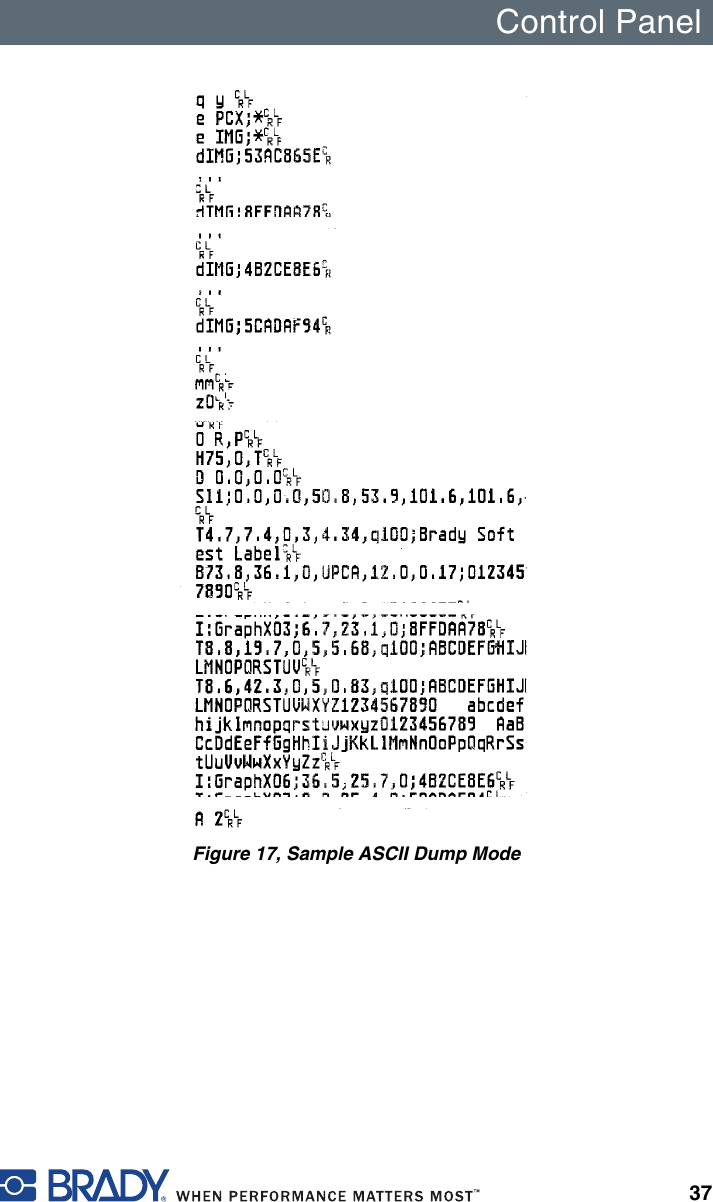 Control Panel37Figure 17, Sample ASCII Dump Mode