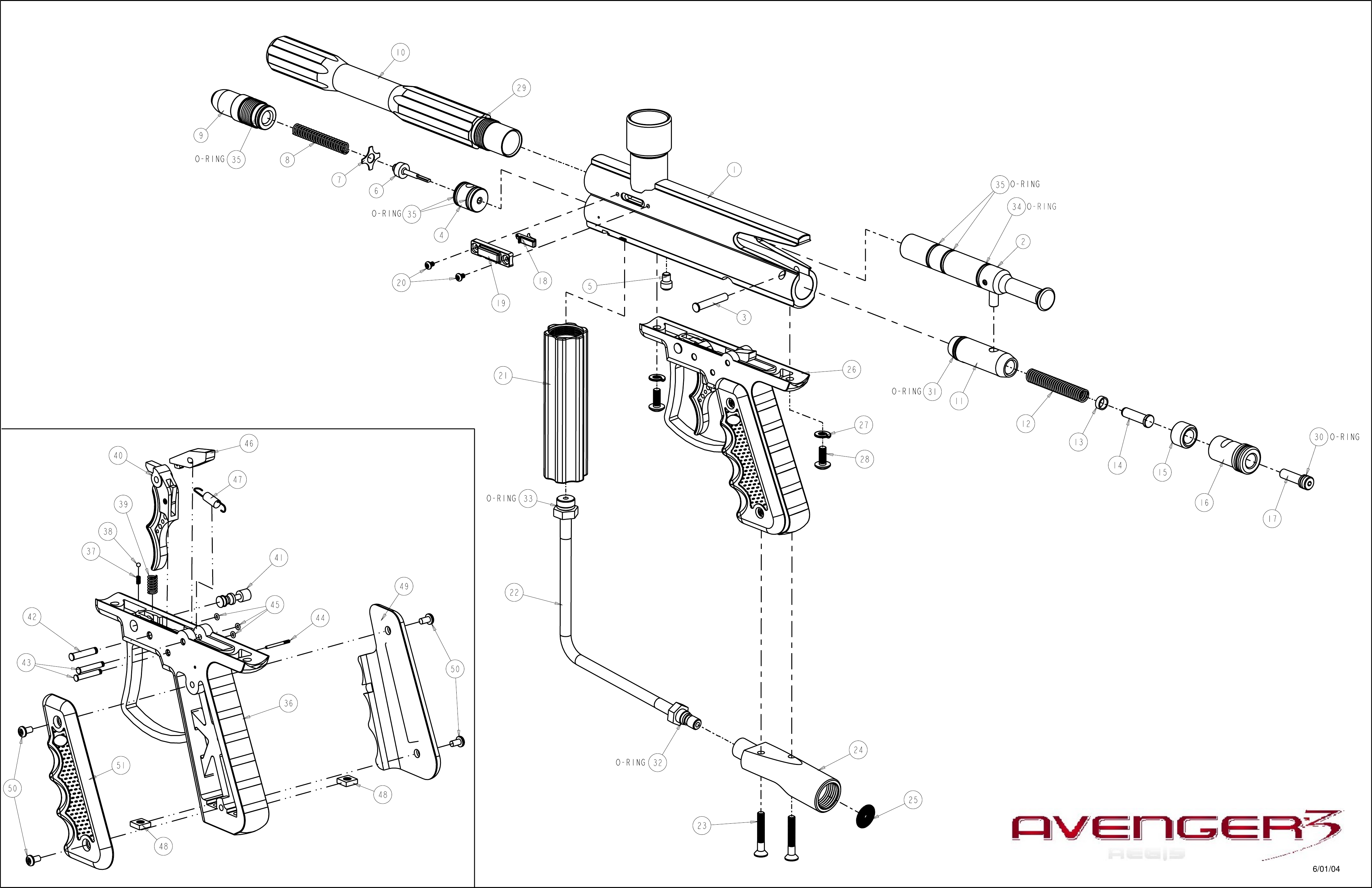 Page 1 of 1 - Brass-Eagle Brass-Eagle-Avenger-3-Users-Manual- 2040-01b_exploded_view.plt  Brass-eagle-avenger-3-users-manual