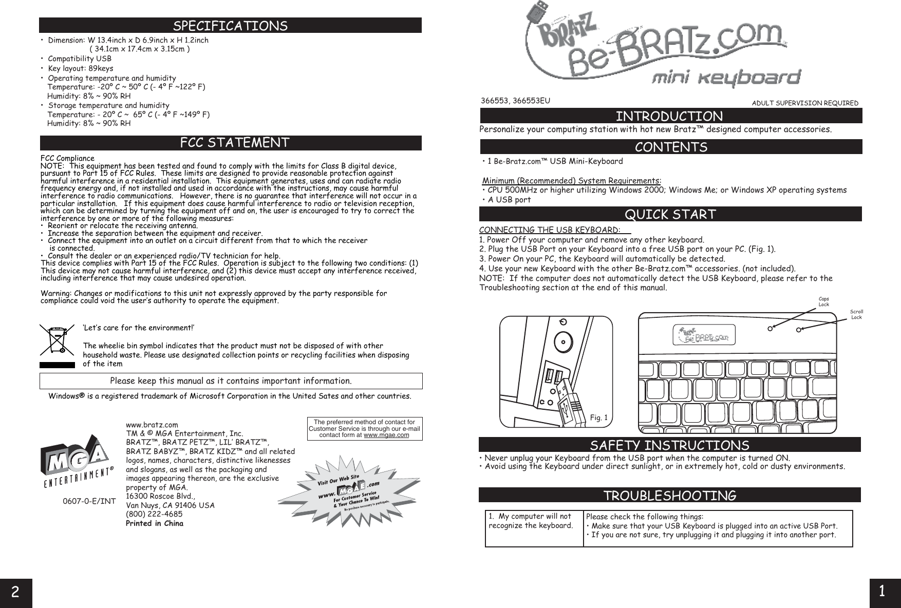 Page 1 of 1 - Bratz Bratz-Bratz-Mini-Keyboard-366553-Users-Manual- Neon Hot Clock Im  Bratz-bratz-mini-keyboard-366553-users-manual