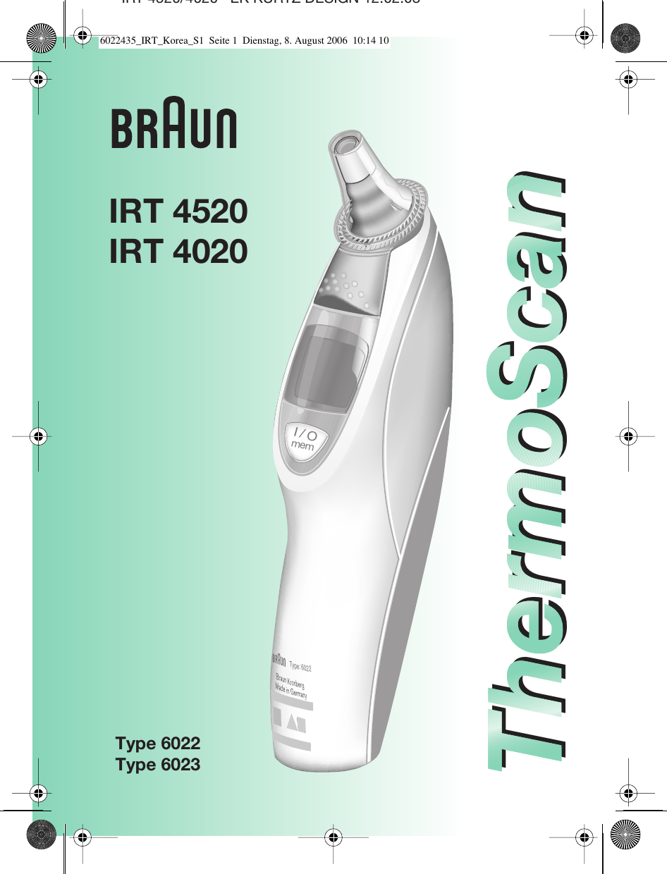 Braun Irt4020 Users Manual 6022435_IRT_Korea_S1