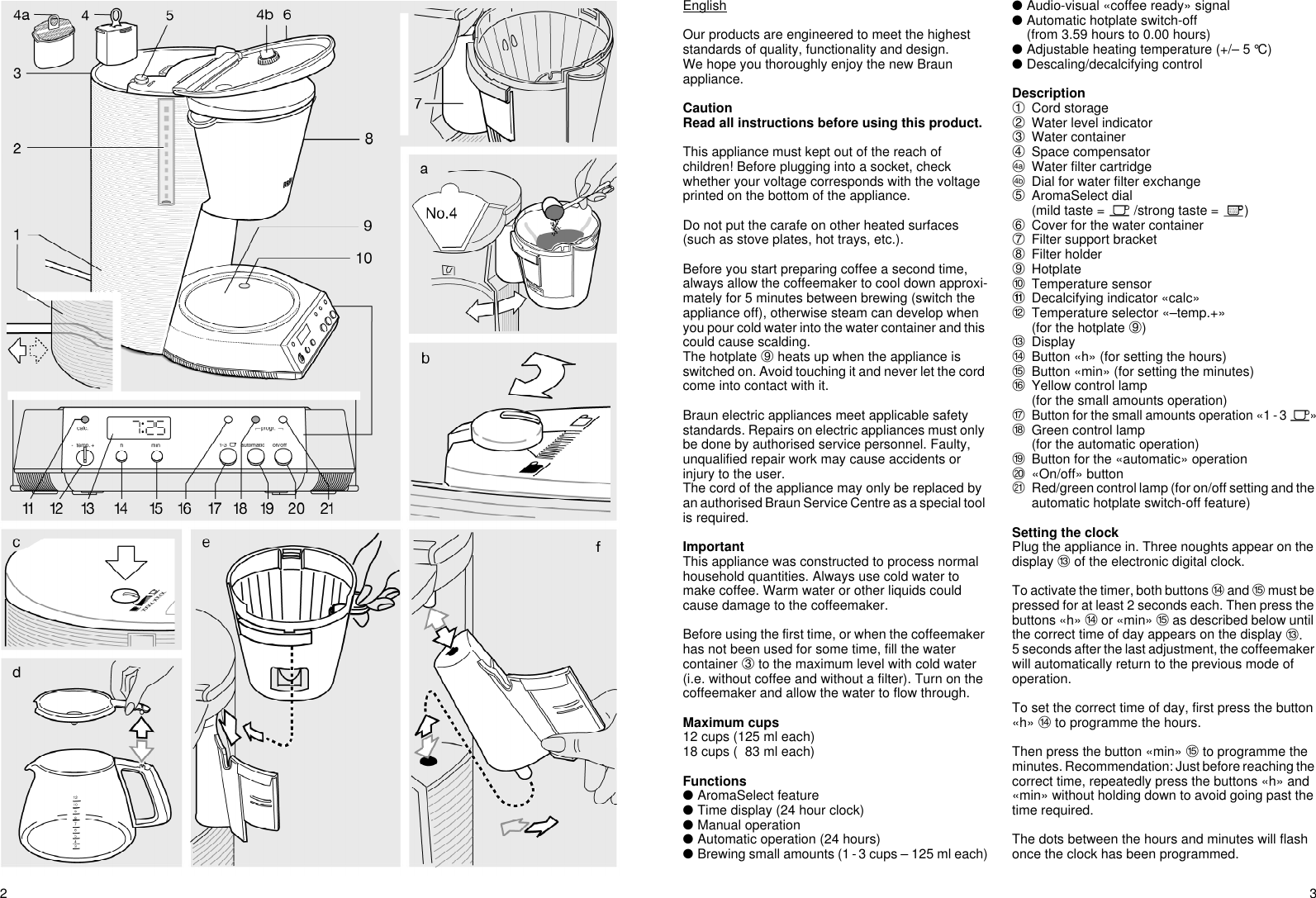 Braun Kf 185 Users Manual GB/3116 Kaffeemaschine