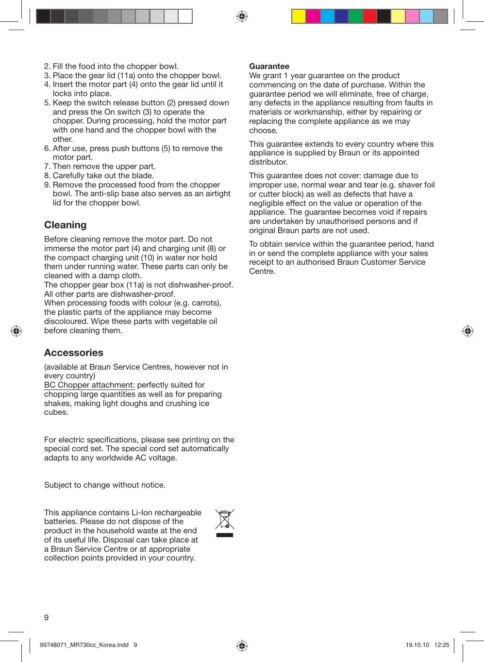 Page 9 of 10 - Braun Braun-Multiquick-7-4130-Users-Manual- 99748071_MR730cc_Korea Braun-multiquick-7-4130-users-manual