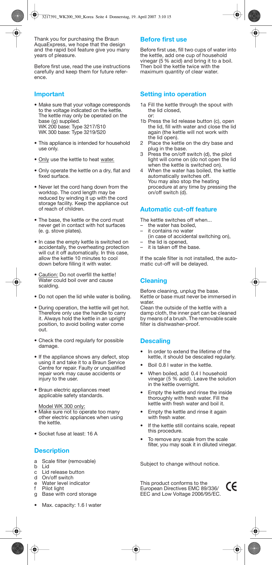Page 3 of 5 - Braun Braun-Multiquick-Wk-300-Users-Manual- 3217391_WK200_300_Korea Braun-multiquick-wk-300-users-manual