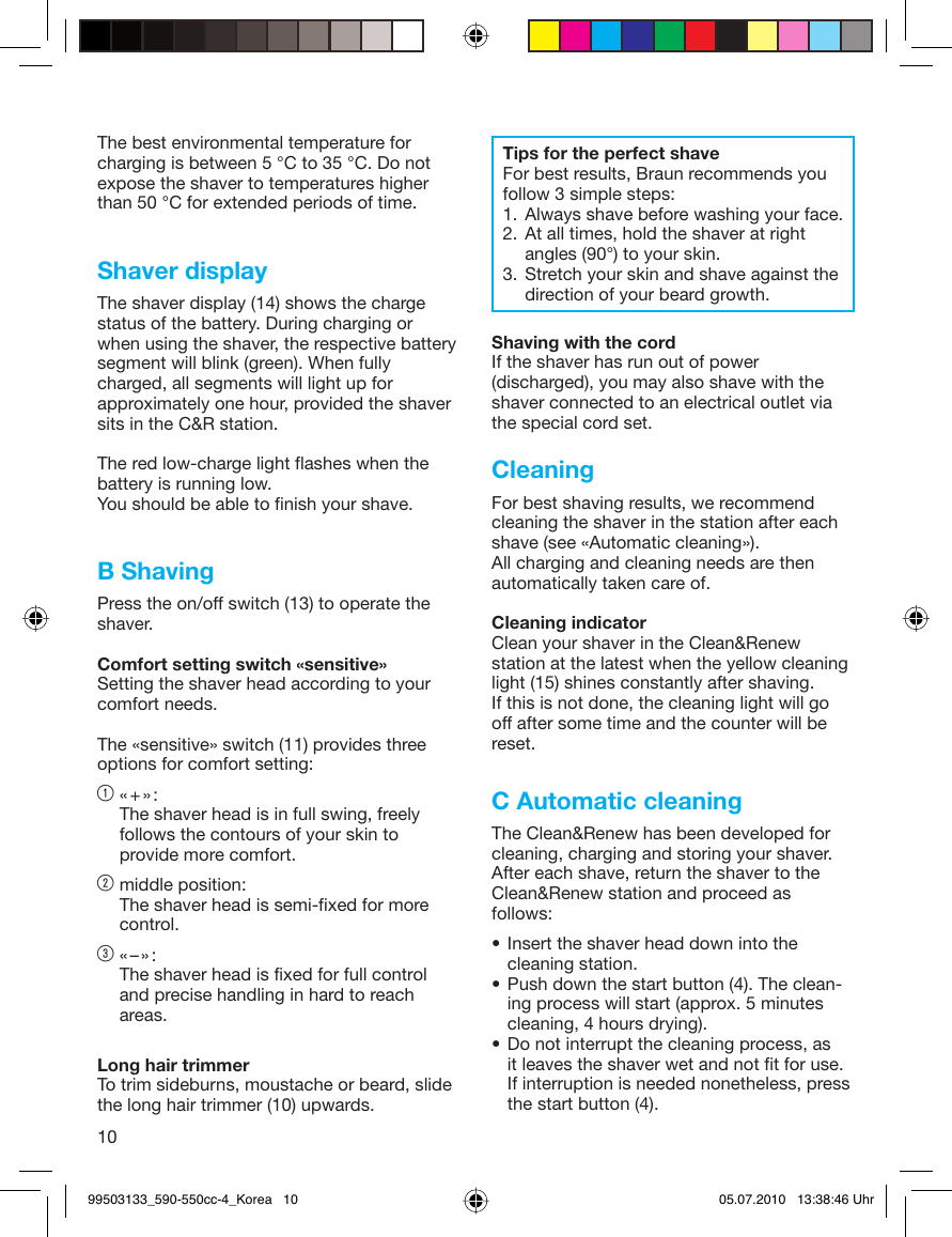 Page 10 of 12 - Braun Braun-Series-5-550-Cc-4-Users-Manual- 99503133_590-550cc-4_Korea  Braun-series-5-550-cc-4-users-manual