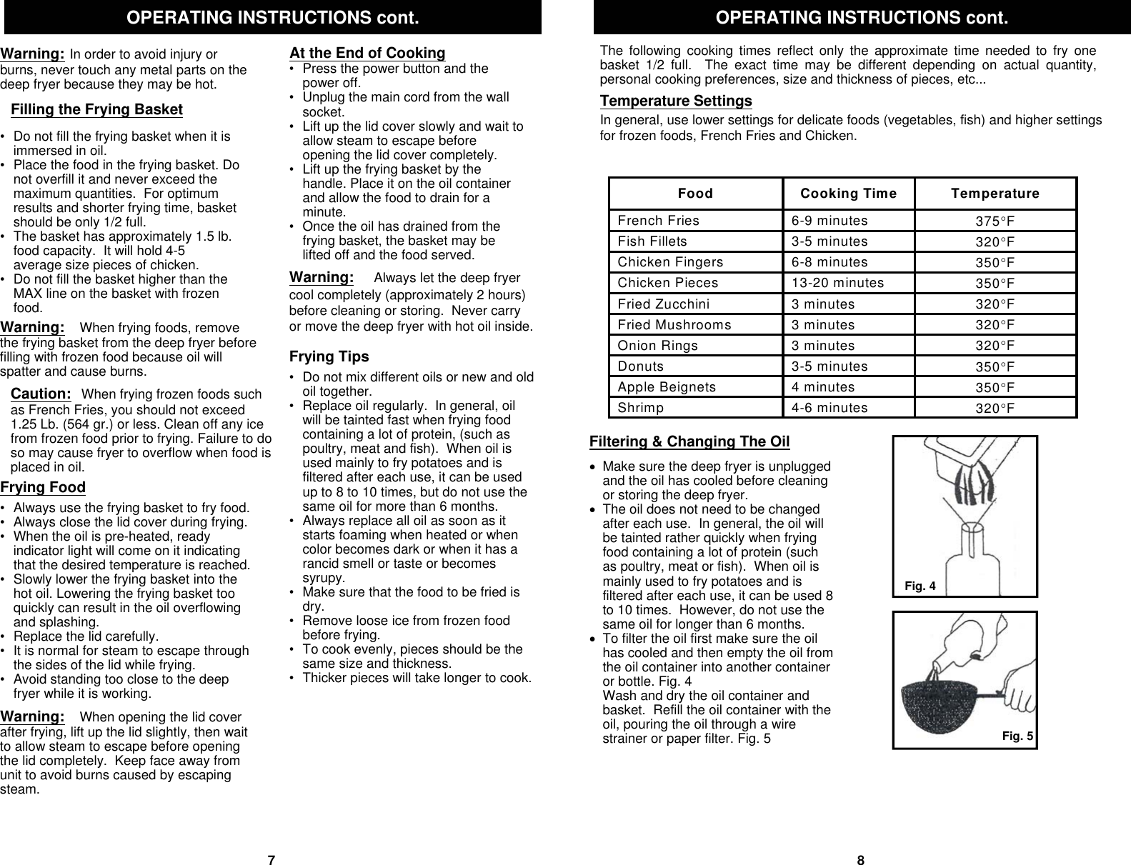 Euro pro f1066 fryer user manual online