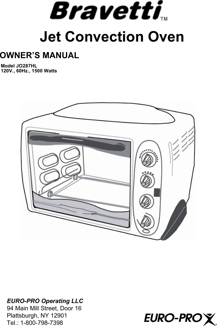 euro pro convection oven manual