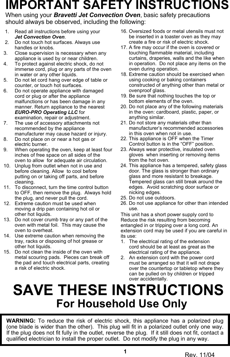 Page 3 of 8 - Bravetti Bravetti-Jo287Hl-Users-Manual-  1 Bravetti-jo287hl-users-manual