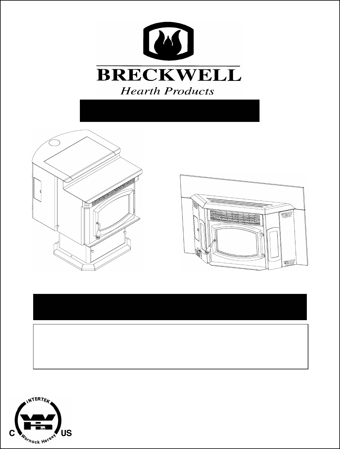 Breckwell Tradition P24Fs Users Manual P24 Blazer Pellet Stove Owner's 2005